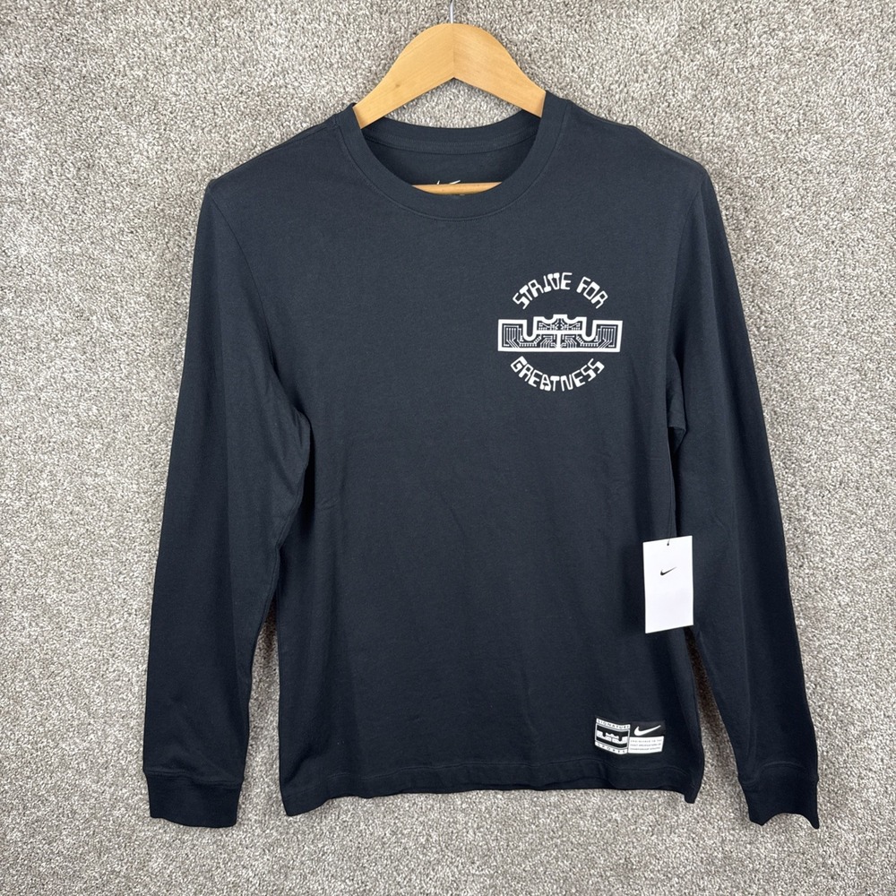 Nike Long Sleeve T-Shirt Men's‎ Size Small LeBron James HF6191-010 Black NEW